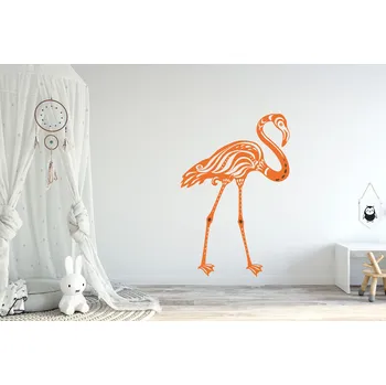 Samolepící dekorace Lepy.cz Samolepka na zeď Safari - Plameňák Velikost (šířka x výška): 30x45cm, Kombinace barev sety: Světle oranžová + ledová modrá