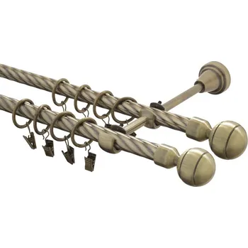 Garnýž kovová 220 cm kroucená dvouřadá - dvojitá 16 Paola double mosaz