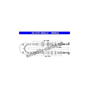 Brzdová hadice Lanko ruční brzdy ATE 24.3727-0622 (AT 580622)
