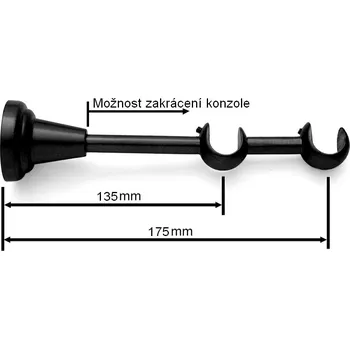 Konzole 2-řadá pro tyč 19mm - černá