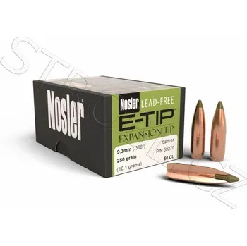 Příslušenství pro sportovní střelbu Monolitické Střely Nosler E-Tip 9,3mm, dia .366, 250grs