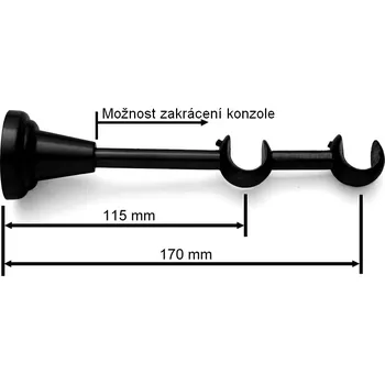Konzole 2-řadá pro tyč 16mm - černá