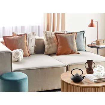 Obývací stěna Sada 2 dekorativních polštářů oranžové manšestrové potahy 43 x 43 cm moderní tradiční obývací pokoj ložnice Beliani