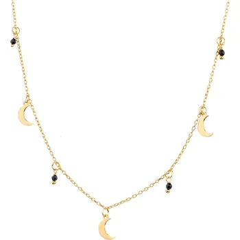 Náhrdelník Pozlacený stříbrný náhrdelník s broušeným sklem - měsíce - AP534-8102