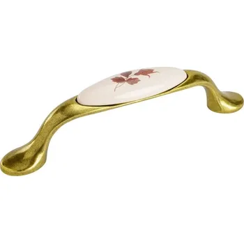 Nábytkové kování Gamet DIVERA II staromosaz/porcelán s lístky 96 mm