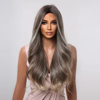 Paruka Dlouhá šedá paruka Fiona s jemnými melíry