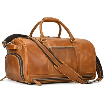 Sportovní taška Sportovní kožená taška fitness a cestovní aktovka Barva (Varianta): Světle hnědá