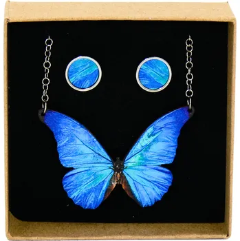 Náhrdelník art-wood.cz Dřevěný náhrdelník + náušnice - Morpho Délka: 80 cm