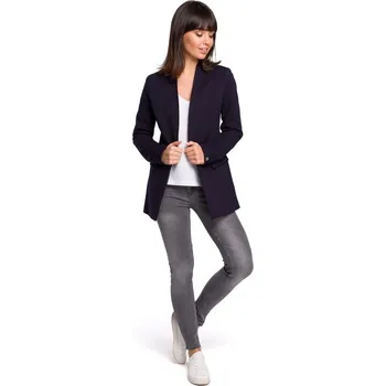 Dámské sako B102 Otevřené sako z bavlněné příze - tmavě modré EU XXL