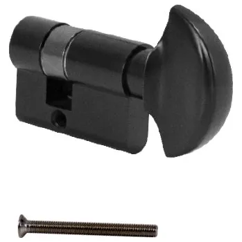 Dveřní kování MP - Cylindrická vložka s knoflíkem pro kování na sklo cylindrická vložka s knoflíkem 17 mm / 26K mm BS - Černá matná