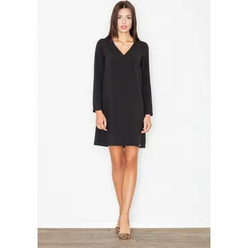 Dámské oblečení Dámské klasické šaty s výstřihem do V M471 Barva: Černá, Velikost: XL