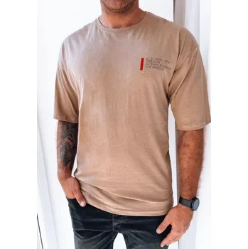 Pánská móda Pánské tričko s potiskem LIST cappuccino