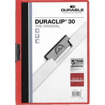Durable Duraclip 2200 - vazač na 30 listů, červený