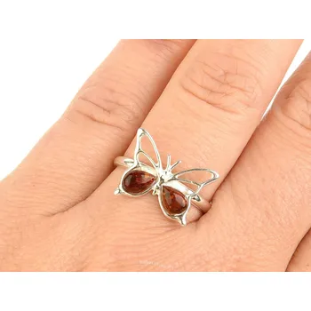 Prsten Prsten jantar medový motýl Ag 925/1000