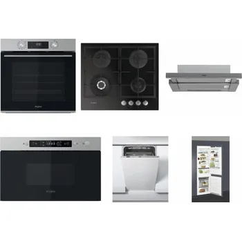 Set domácích spotřebičů WHIRLPOOL OMK58CU1SX + WHIRLPOOL GOFL 629/NB + WHIRLPOOL AKR 749/1 IX + WHIRLPOOL MBNA910X + WHIRLPOOL WSIC 3M27 C + WHIRLPOOL ART 66112
