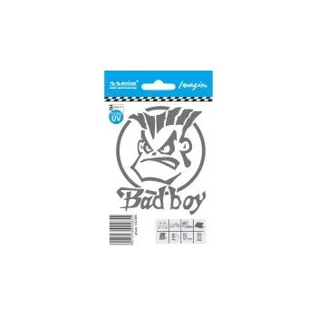 Samolepicí dekorace na vozidlo Samolepky na auto design BAD BOY silver (rozměr 8,1x9,8c SLEVA 5%