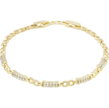 Náramek biju Pozlacený náramek 14k, drobné oválky ozdobené zirkony 2002233