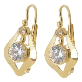 Náušnice Dámské stříbrné pozlacené naušnice se zirkony STNAU1016F