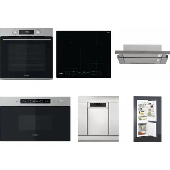 Set domácích spotřebičů WHIRLPOOL OMK58CU1SX + WHIRLPOOL WL B8160 NE + WHIRLPOOL AKR 5390/1 IX + WHIRLPOOL MBNA910X + WHIRLPOOL WSBO 3O34 PF X + WHIRLPOOL ART 65031