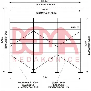 Lešení Comipont Kostka lešení 36,45 m² NOVÁ - s průlezovou podlážkou