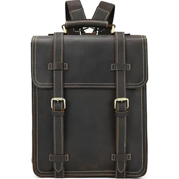 Sportovní batoh Kožený prošívaný batoh s pásky a gravirováním Barva (Varianta): tmavě hnědá