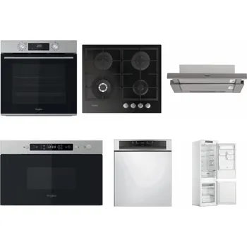 Set domácích spotřebičů WHIRLPOOL OMK58CU1SX + WHIRLPOOL GOFL 629/NB + WHIRLPOOL AKR 5390/1 IX + WHIRLPOOL MBNA910X + WHIRLPOOL WBC 3C34 PF X + WHIRLPOOL WHC18 T311