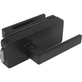 Nábytkové kování MPK - UNIQUE R8 - ZÁMEK na sklo s klikou SULLA - bez otvoru přední kování na sklo bez otvoru přední BS - Černá matná