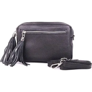 Kabelka Malá černá kožená crossbody kabelka Vera Pelle no. 76