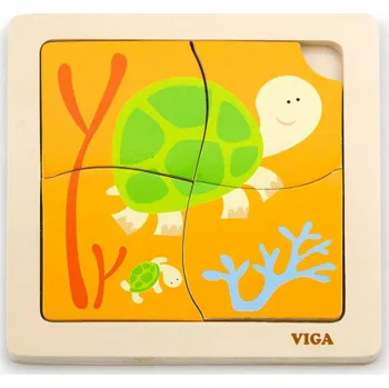 Dřevěná hračka Dřevěné puzzle pro nejmenší Viga 4 ks Želvička