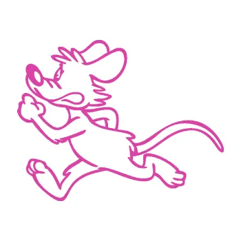 Samolepící dekorace SAMOLEPKA Myš 001 levá sprintuje (16 - růžová) NA AUTO, NÁLEPKA, FÓLIE, POLEP, TUNING, VLASTNÍ TEXT, TISK, AUTOSAMOLEPKY.cz, POLEPY, OBRÁZEK, LOGO, SAMOLEPKY