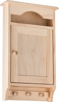 Skříňka na klíč ČistéDřevo Dřevěná skříňka na klíče s věšákem 19 x 5 x 36 cm přírodní