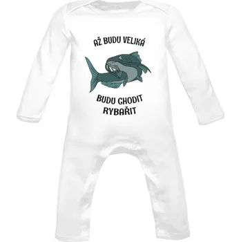 Kojenecký body Dětské body Long s potiskem Až budu veliká budu chodit rybařit dětské