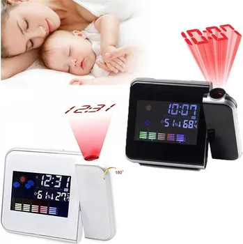 Meteostanice Deminas Domácí meteostanice s budíkem, projektorem a hodinami Černá