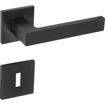 Dveřní kování TI - SQUARE - HR 2275Q 5S rozety WC, klika/klika BS - Černá matná (153)