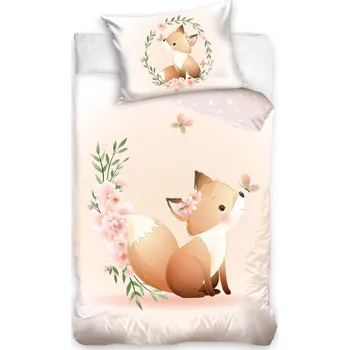 Povlečení TipTrade Liška Ryška a motýlek 100 x 135, 40 x 60 cm zipový uzávěr