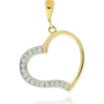 Přívěsek Zlaté srdíčko s čirými zirkony