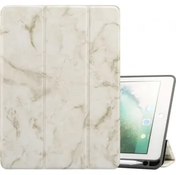 Pouzdro na mobilní telefon Mramorové pouzdro s prostorem na Apple Pencil pro iPad 9,7" (2017/2018) / Air 1 / 2 / Pro 9,7" - béžové