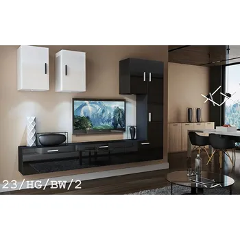 Obývací stěna Ral Obývací stěna Sia 2 - Černo/bílý lesk