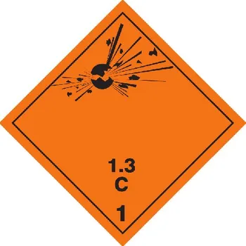 Značení Značka Výbušné látky a předměty podtř. 1.3, samolepicí fólie, 250 × 250 mm