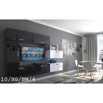 Obývací stěna Ral Obývací stěna Paris 5 - Černo-bílý lesk