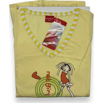 Dámské pyžamo C-Lemon Dámský letní komplet kraťasy + tričko ANDREA Barva: Žlutá, Velikost: XL