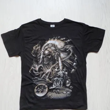 Triko lebky motorka (Bavlněné tričko s potiskem vpředu)