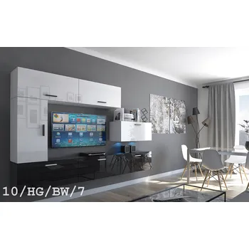 Obývací stěna Ral Obývací stěna Paris 1 - Bílo-černý lesk