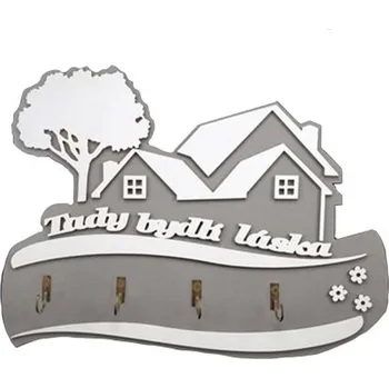 Věšák Věšák na klíče "Tady bydlí láska" šedý