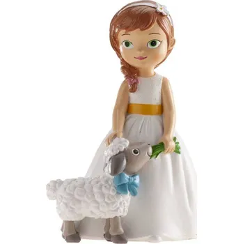 Party dekorace Figurka na dort holčička s ovečkou - svaté přijímání - Dekora