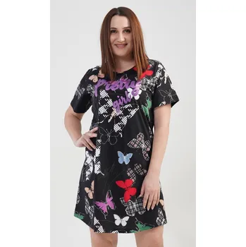 Dámská noční košile Dámská noční košile s krátkým rukávem Pretty girl černá 1XL