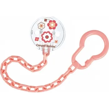 klip na dudlíky Řetízek na dudlík kulatý - KYTIČKY lososový - Canpol