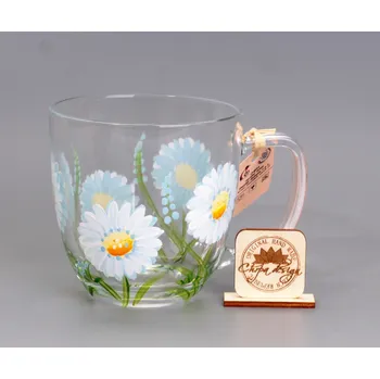 Skleněný hrnek - Kopretiny