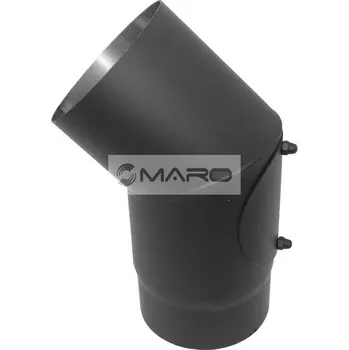 Koleno kouřovodu 45° 1,5 mm s čistícím otvorem 160 mm, černé, A97.051645