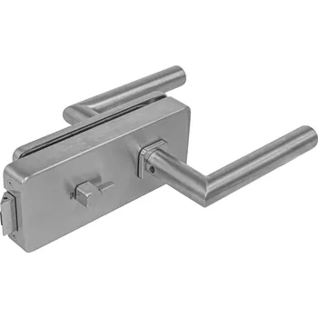 Dveřní kování MPK - UNIQUE R8 - ZÁMEK na sklo s klikou FAVORIT - WC kování na sklo WC set BN - Broušená nerez